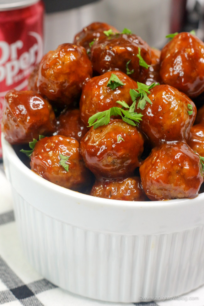 These delicious Instant Pot Dr. Pepper Meatballs are perfect for game day or your next party and are made in the convenience of your pressure cooker!